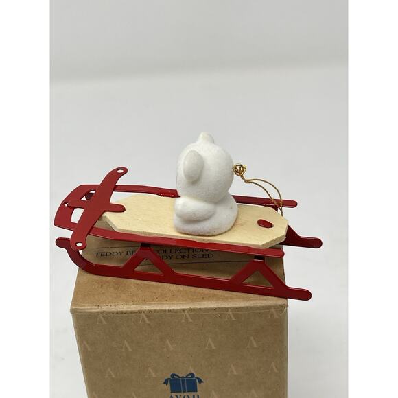 Avon Gift Collection New in Box Teddy Bear on Sled Christmase Ordainmen - Picture 6 of 7